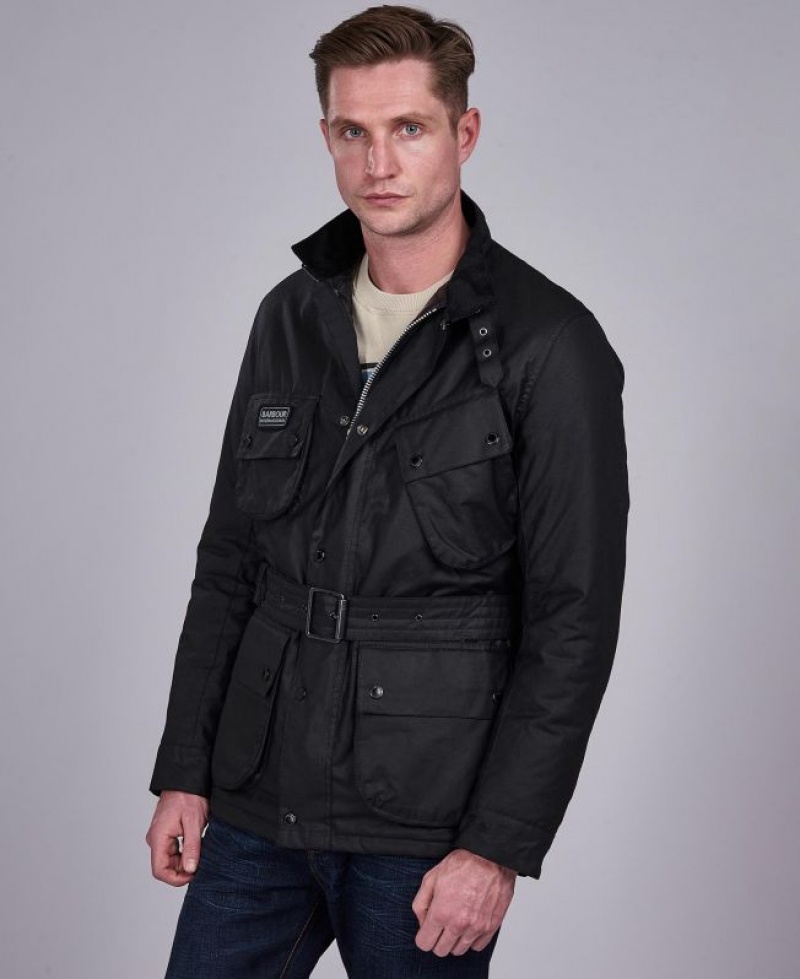 Dark Grey Men Barbour International SL International Waxed Jacket | US-6195YSULR