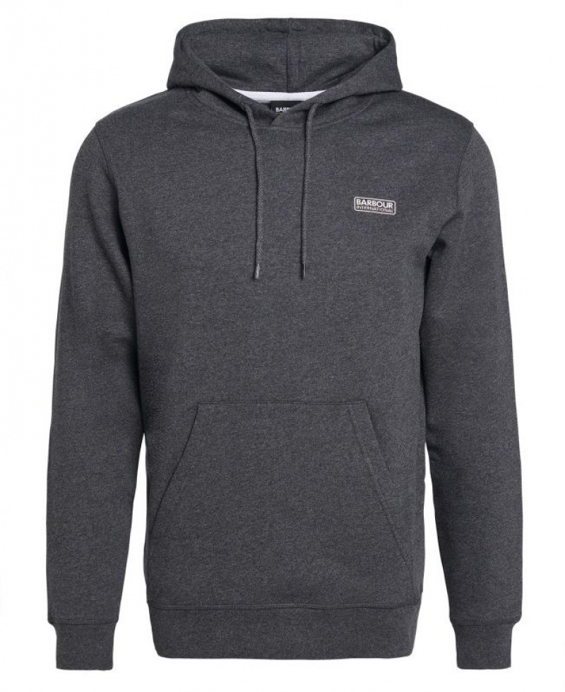 Dark Grey Men Barbour International Small Logo Hoodie | US-4836INMTV