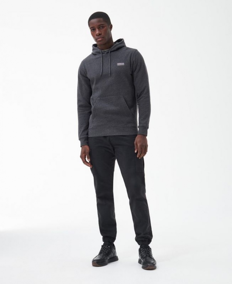 Dark Grey Men Barbour International Small Logo Hoodie | US-4836INMTV