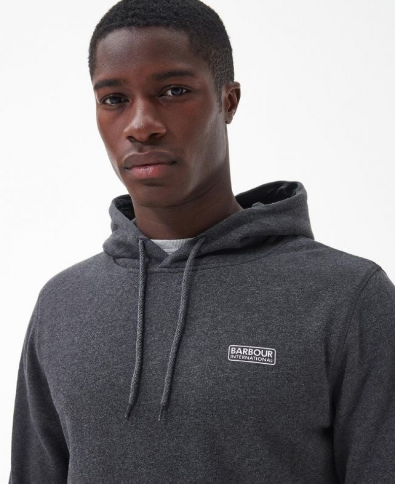 Dark Grey Men Barbour International Small Logo Hoodie | US-4836INMTV