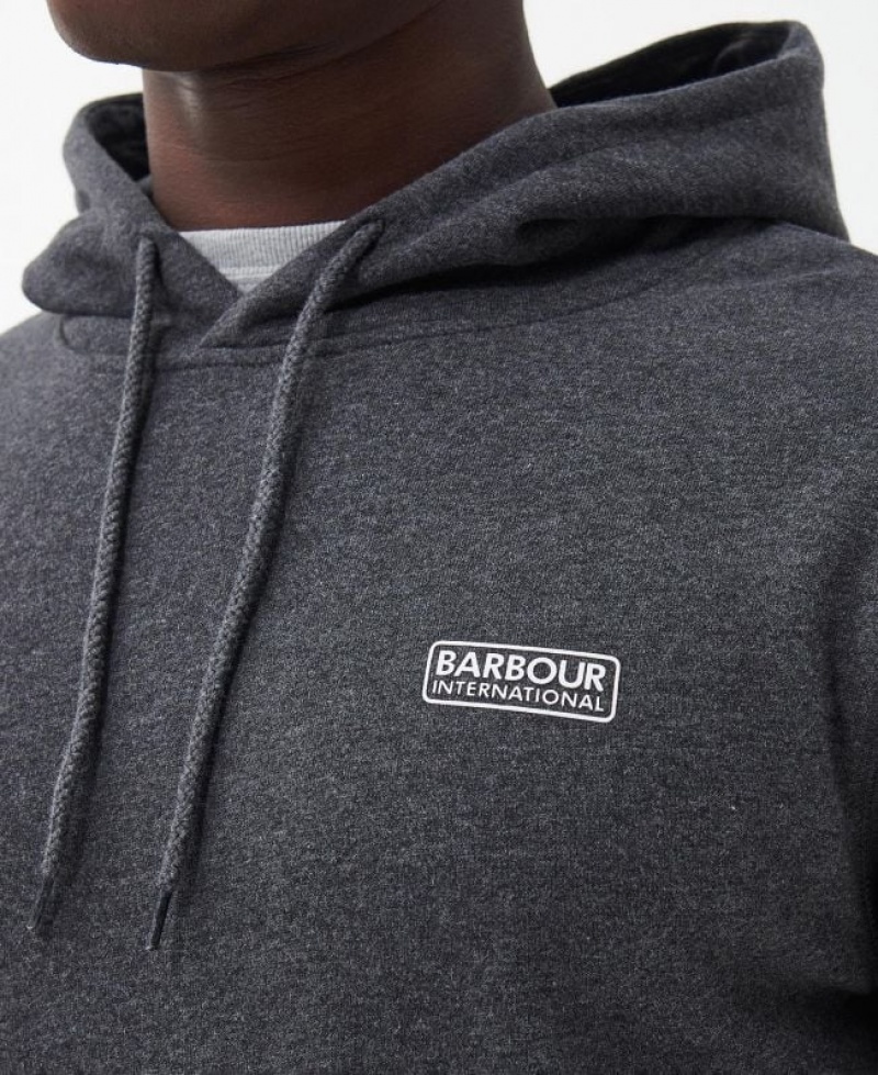 Dark Grey Men Barbour International Small Logo Hoodie | US-4836INMTV