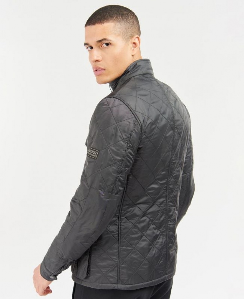 Dark Grey Men Barbour International Tourer Ariel Polar Quilted Jacket | US-0594MGDBQ