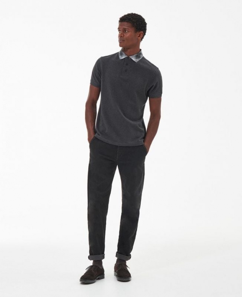 Dark Grey Men Barbour Lindale Polo Shirt | US-7638DEZSW