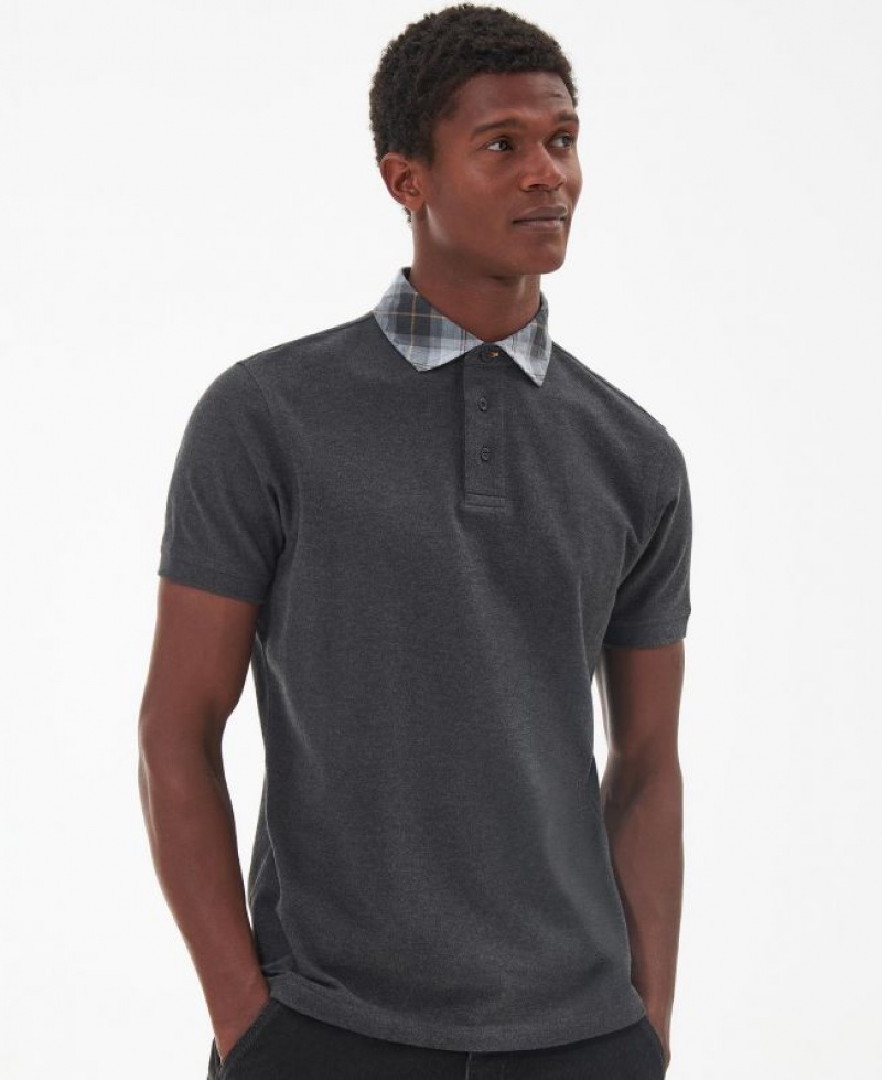 Dark Grey Men Barbour Lindale Polo Shirt | US-7638DEZSW