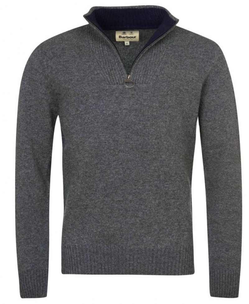 Dark Grey Men Barbour Nelson Essential Half Zip Sweater | US-0471QVTYD