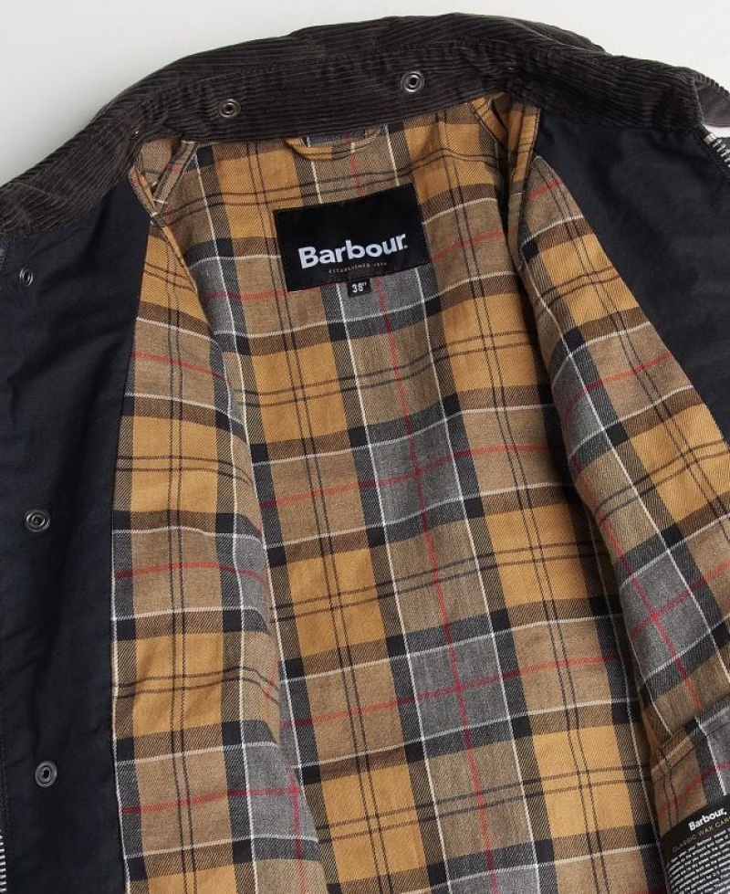 Dark Grey Men Barbour OS Burghley Waxed Jacket | US-3705SLOEM