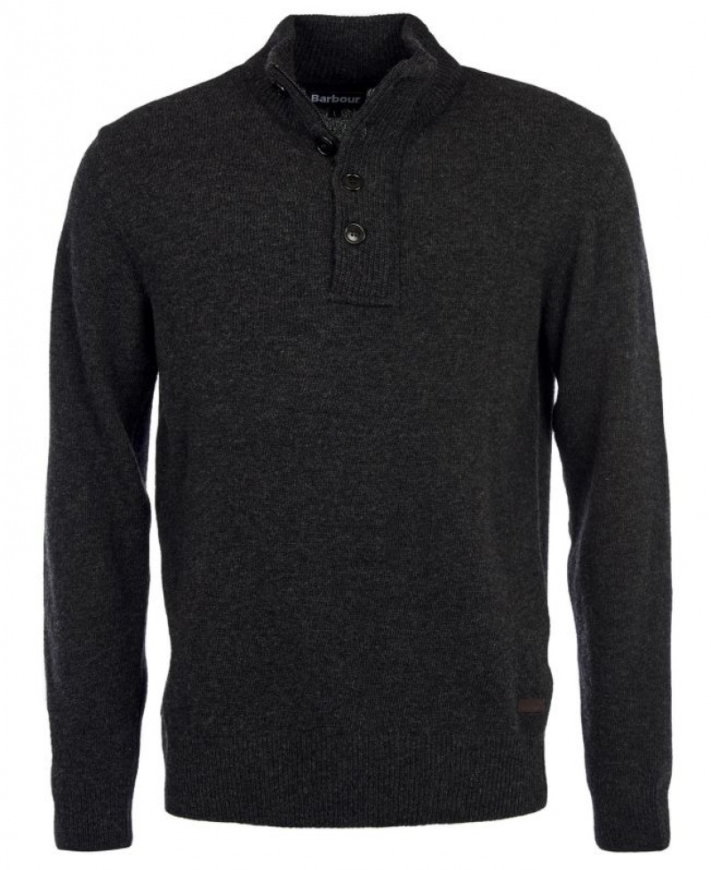 Dark Grey Men Barbour Patch Half Zip Sweater | US-7856HPCGJ