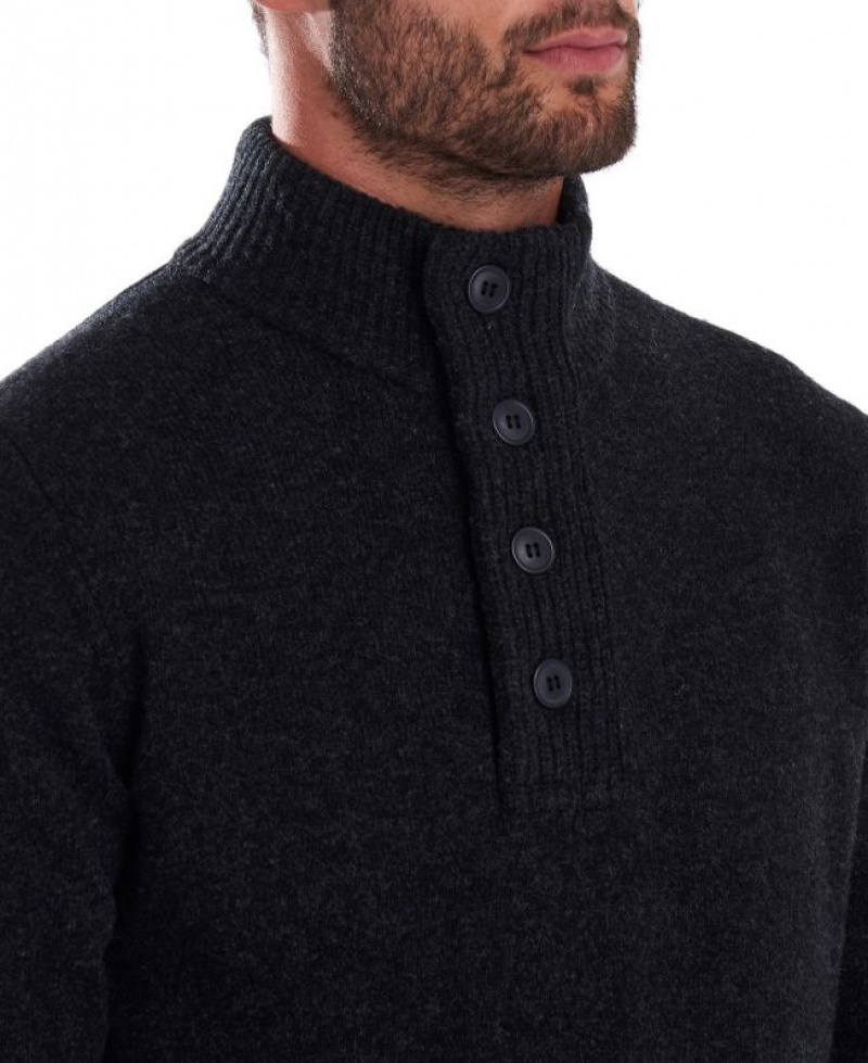 Dark Grey Men Barbour Patch Half Zip Sweater | US-7856HPCGJ