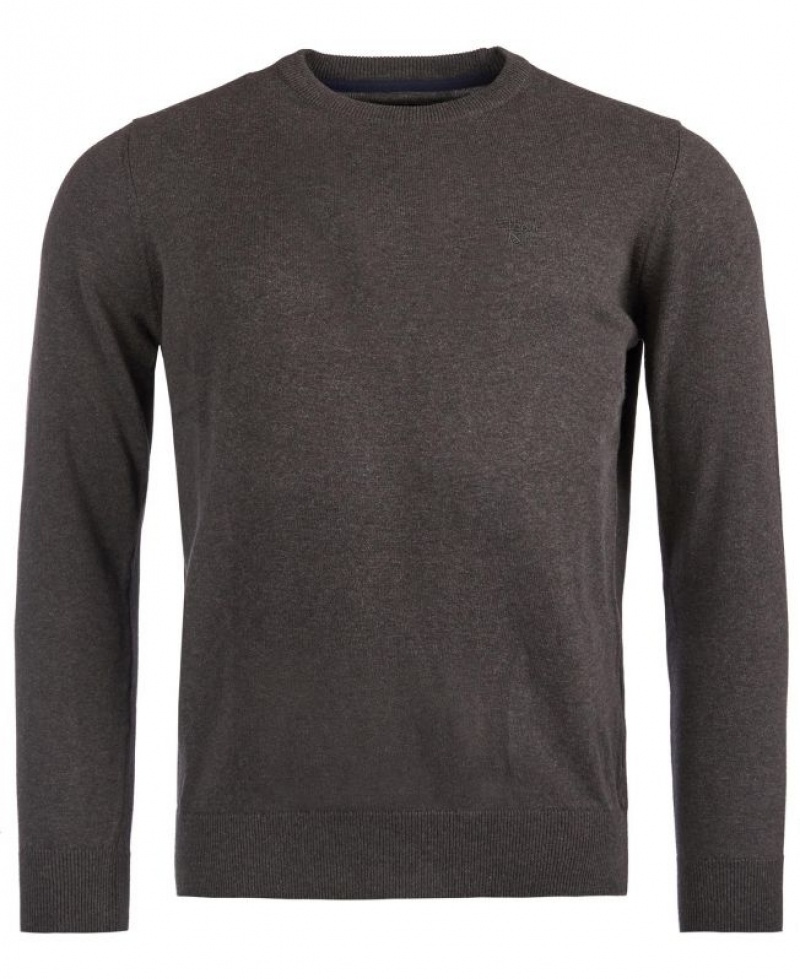 Dark Grey Men Barbour Pima Cotton Crew Neck Sweater | US-0597WONSD