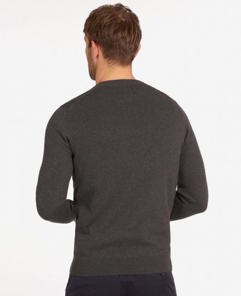 Dark Grey Men Barbour Pima Cotton Crew Neck Sweater | US-0597WONSD