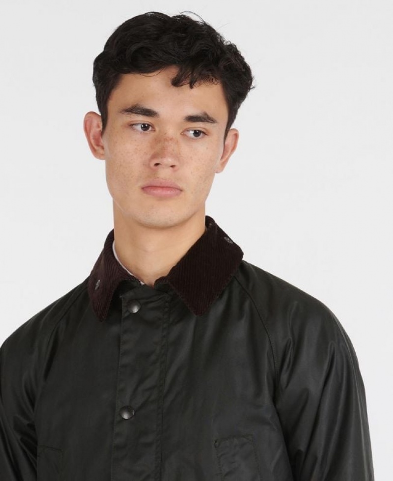 Dark Grey Men Barbour SL Bedale Cotton Waxed Jacket | US-3780ICGVE