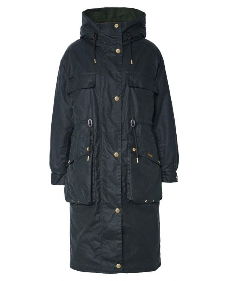 Dark Grey Women Barbour Beckside Waxed Jacket | US-9213DQSGO