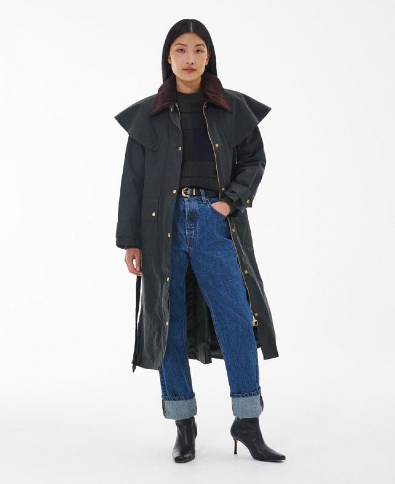 Dark Grey Women Barbour Fellbeck Trench Coat | US-7156QIBRT