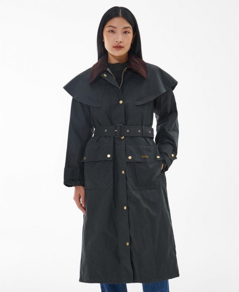 Dark Grey Women Barbour Fellbeck Trench Coat | US-7156QIBRT