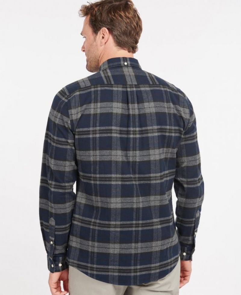 Dark Grey / Navy Men Barbour Betsom Tailored Shirts | US-7186DBIOV