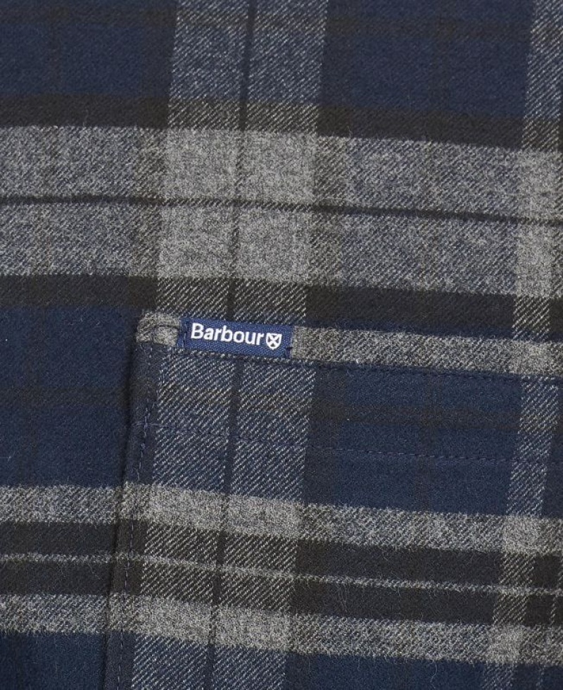 Dark Grey / Navy Men Barbour Betsom Tailored Shirts | US-7186DBIOV