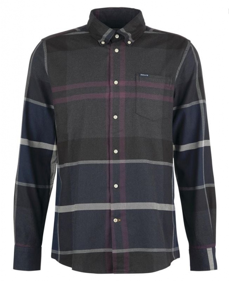 Dark Grey / Navy Men Barbour Dunoon Tailored Shirts | US-8371RDNYT