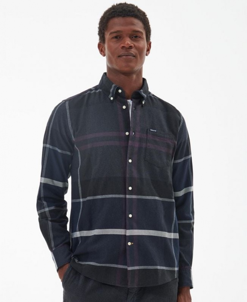 Dark Grey / Navy Men Barbour Dunoon Tailored Shirts | US-8371RDNYT