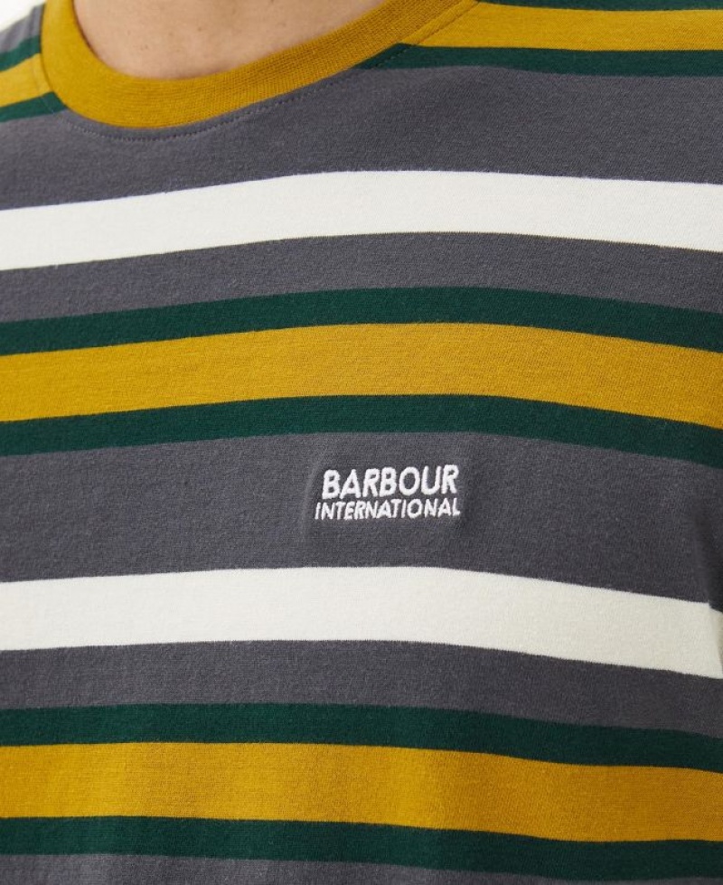 Dark Grey / Yellow Men Barbour International Gauge T-Shirts | US-3784HMPRZ