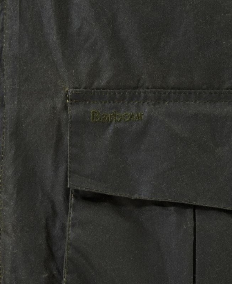 Dark Olive Men Barbour 4-Pocket Utility Waxed Jacket | US-8697BRFNX