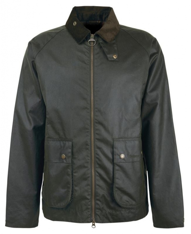 Dark Olive Men Barbour Bedale Short Waxed Jacket | US-9720RJEAG