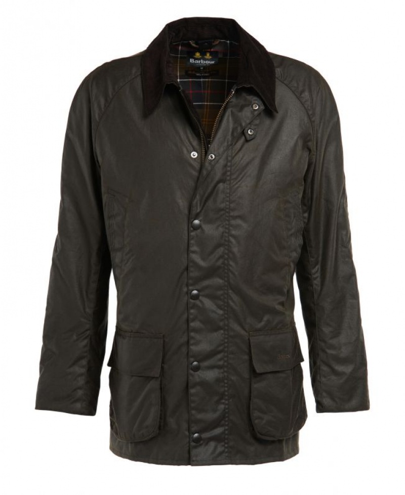 Dark Olive Men Barbour Bristol Waxed Jacket | US-9357CAKFN