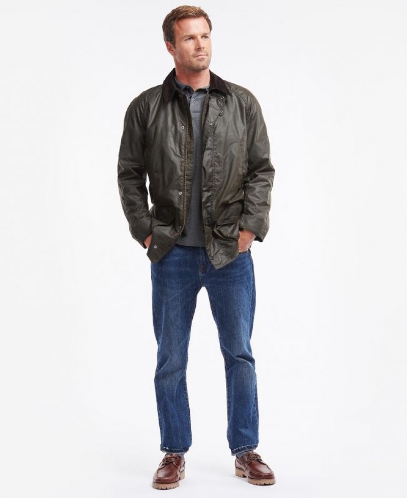 Dark Olive Men Barbour Bristol Waxed Jacket | US-9357CAKFN