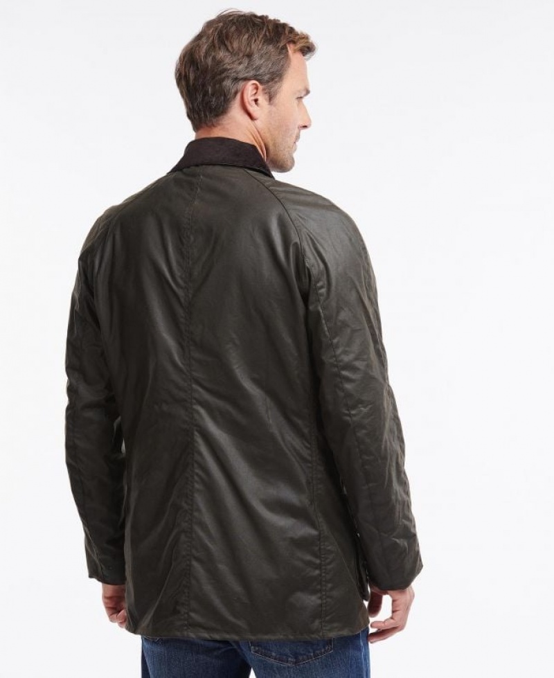 Dark Olive Men Barbour Bristol Waxed Jacket | US-9357CAKFN