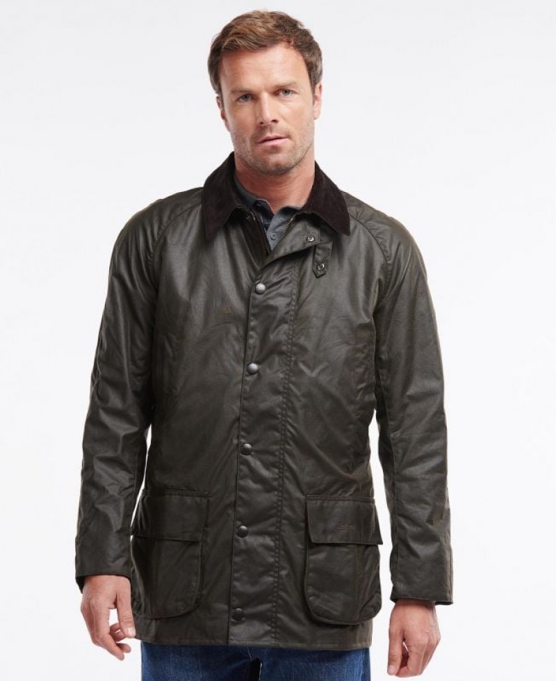 Dark Olive Men Barbour Bristol Waxed Jacket | US-9357CAKFN