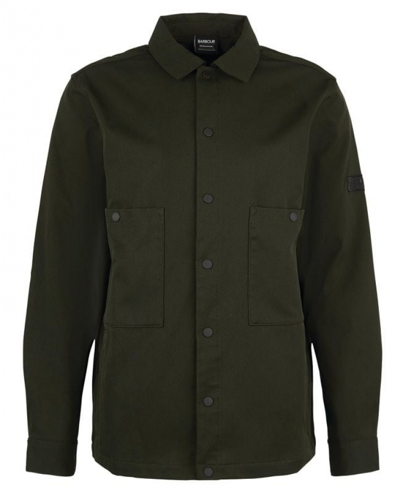 Dark Olive Men Barbour International Aspect Overshirt | US-1729YFWPQ