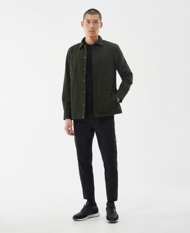 Dark Olive Men Barbour International Aspect Overshirt | US-1729YFWPQ