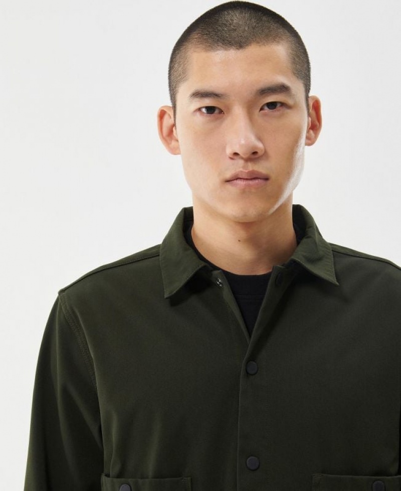 Dark Olive Men Barbour International Aspect Overshirt | US-1729YFWPQ