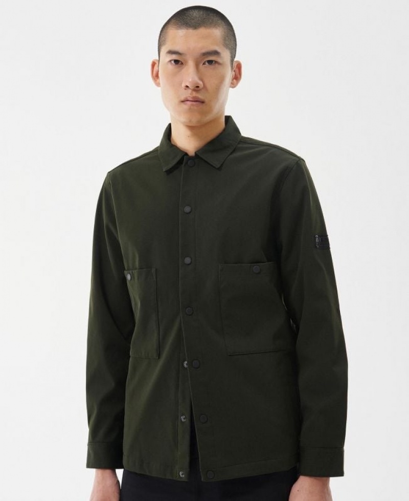 Dark Olive Men Barbour International Aspect Overshirt | US-1729YFWPQ