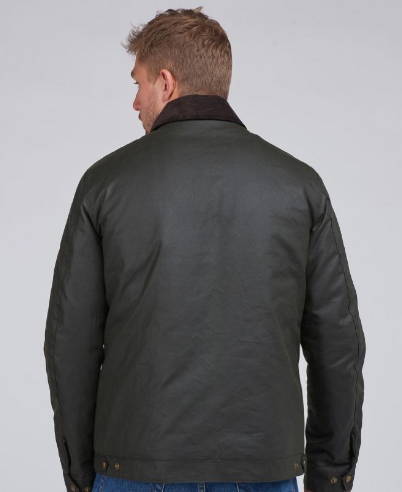 Dark Olive Men Barbour International Steve McQueen Waxed Jacket | US-8407BDUVN