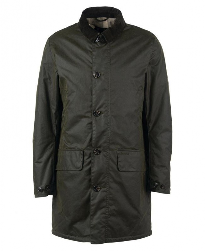 Dark Olive Men Barbour Mac Waxed Jacket | US-2874CREGI