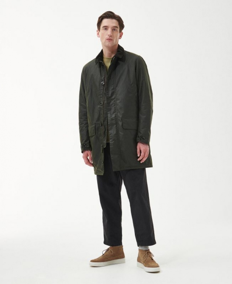 Dark Olive Men Barbour Mac Waxed Jacket | US-2874CREGI