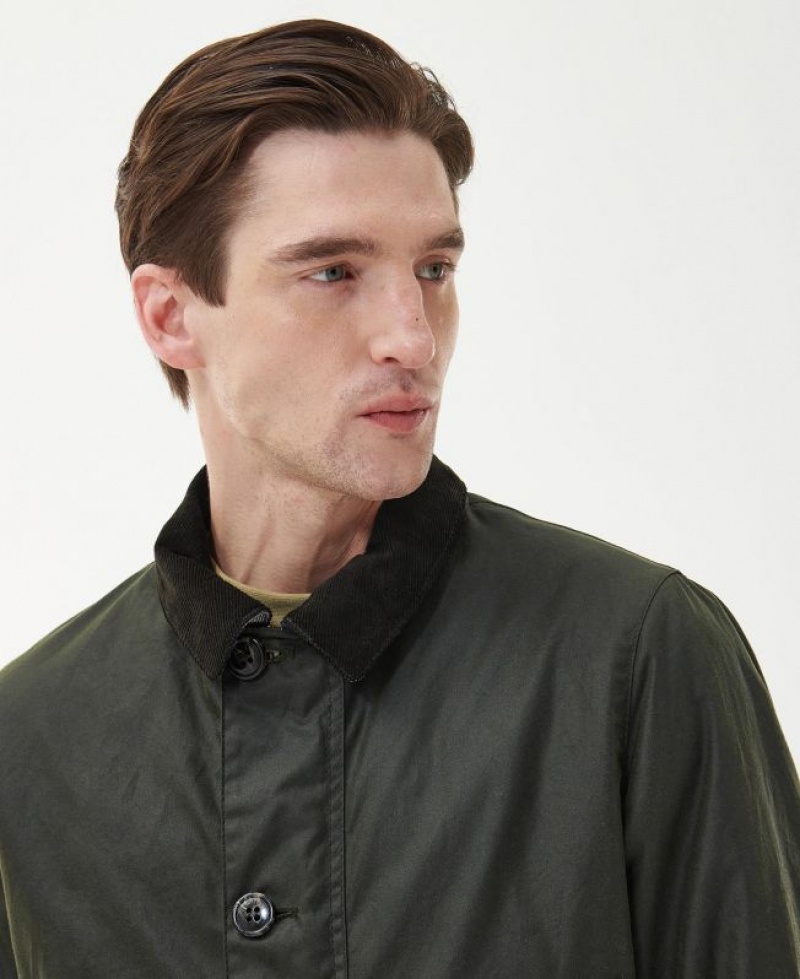 Dark Olive Men Barbour Mac Waxed Jacket | US-2874CREGI