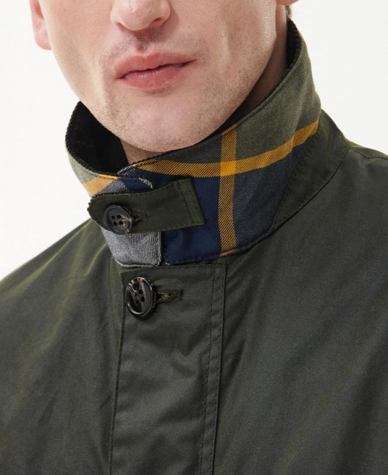 Dark Olive Men Barbour Mac Waxed Jacket | US-2874CREGI