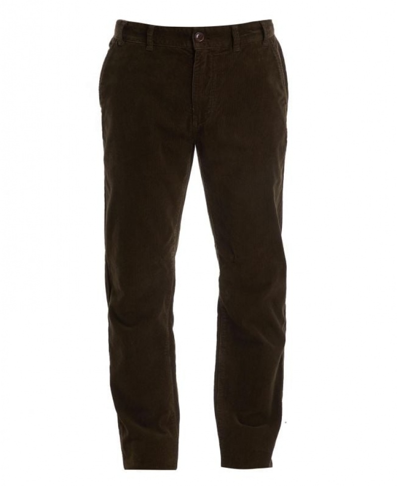 Dark Olive Men Barbour Neuston Stretch Cord Pants | US-3146ZNQWV