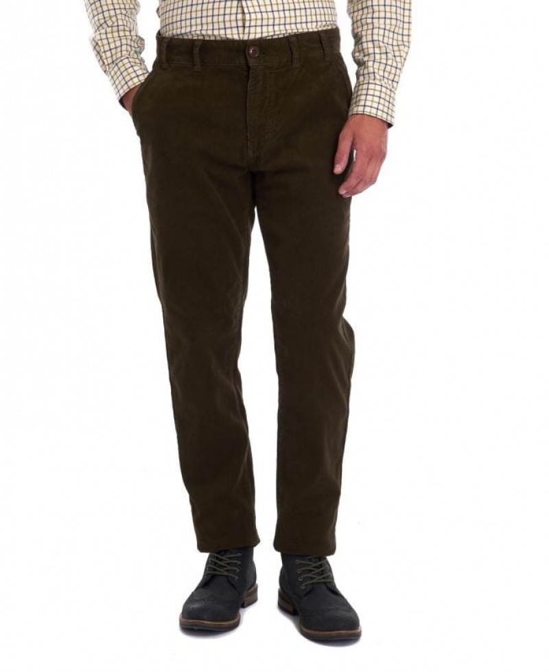 Dark Olive Men Barbour Neuston Stretch Cord Pants | US-3146ZNQWV