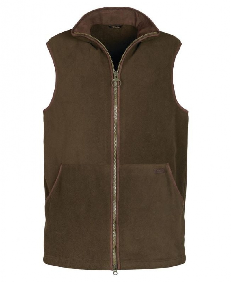 Dark Olive Men Barbour Oakmoor Fleece Vest | US-5482WIYGC