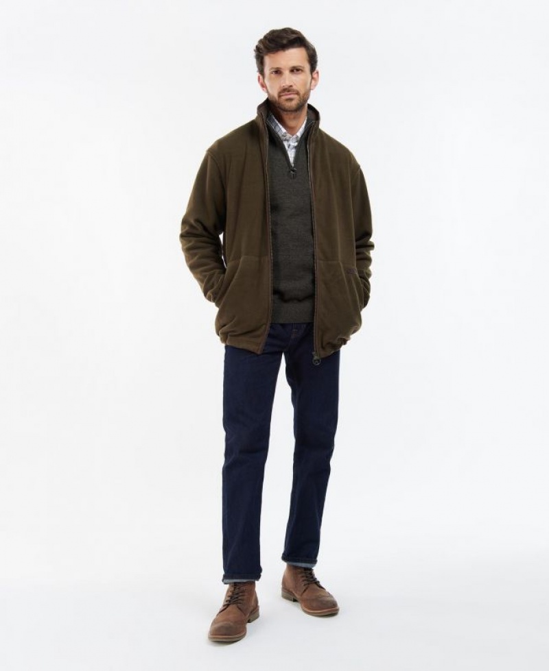 Dark Olive Men Barbour Oakmoor Fleece | US-7863ZXOFL