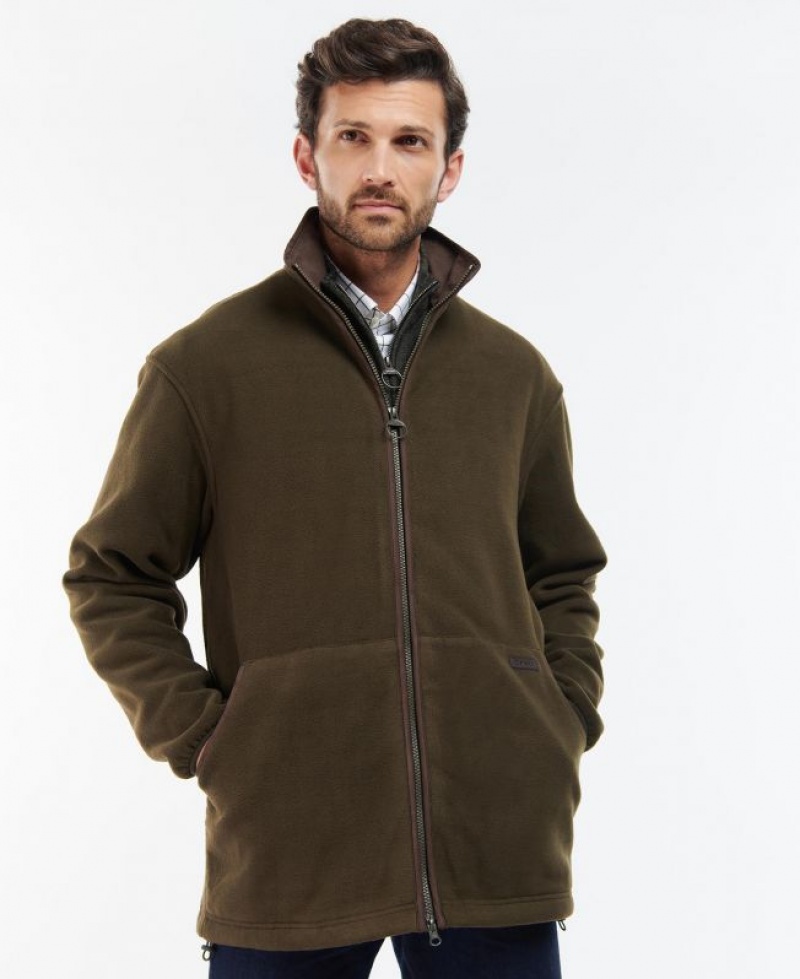 Dark Olive Men Barbour Oakmoor Fleece | US-7863ZXOFL