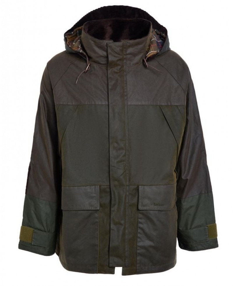 Dark Olive Men Barbour Short Field Parka Jacket | US-6931YVHDP