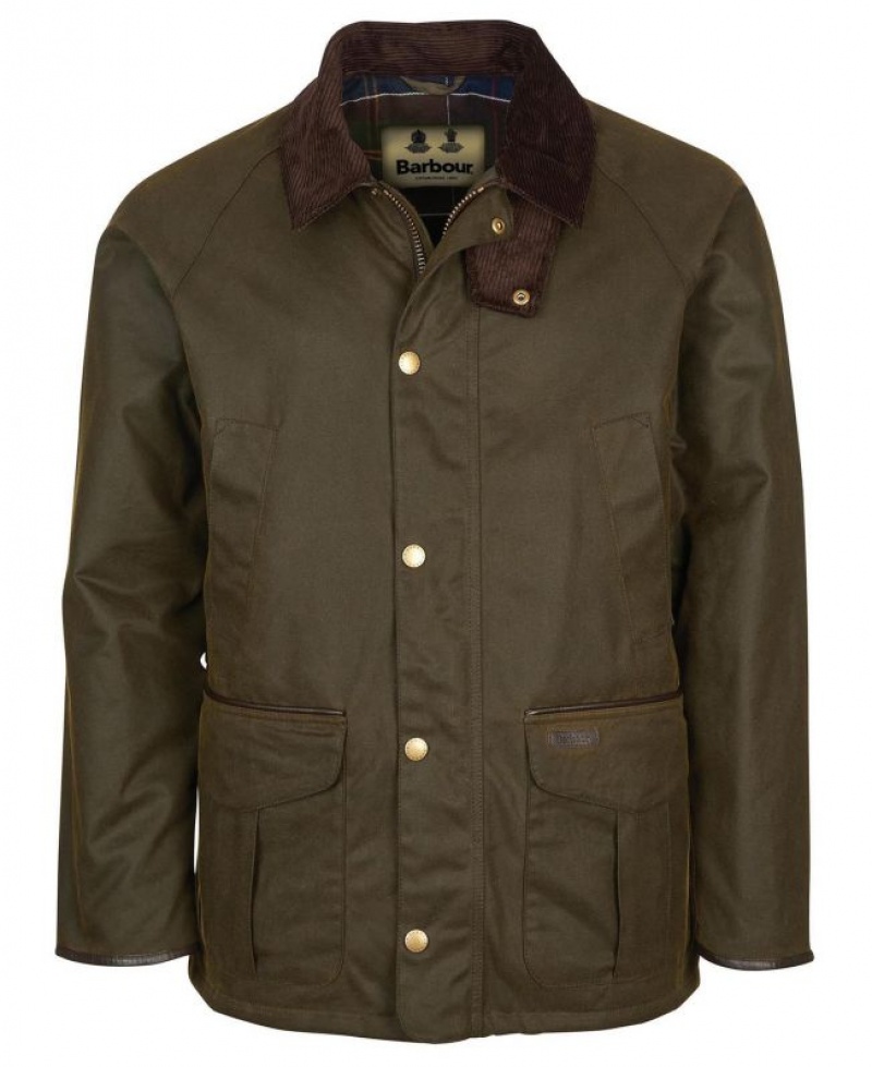 Dark Olive Men Barbour Stratford Waxed Jacket | US-6750XWIDM