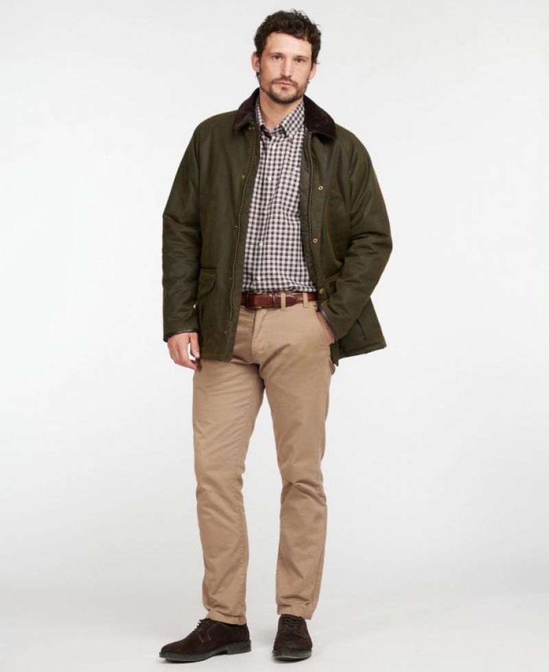 Dark Olive Men Barbour Stratford Waxed Jacket | US-6750XWIDM