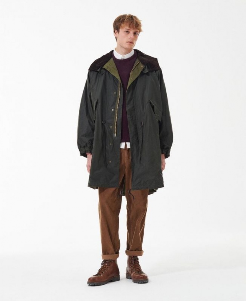 Dark Olive Men Barbour Torrent Parka Jacket | US-4758XBPSV