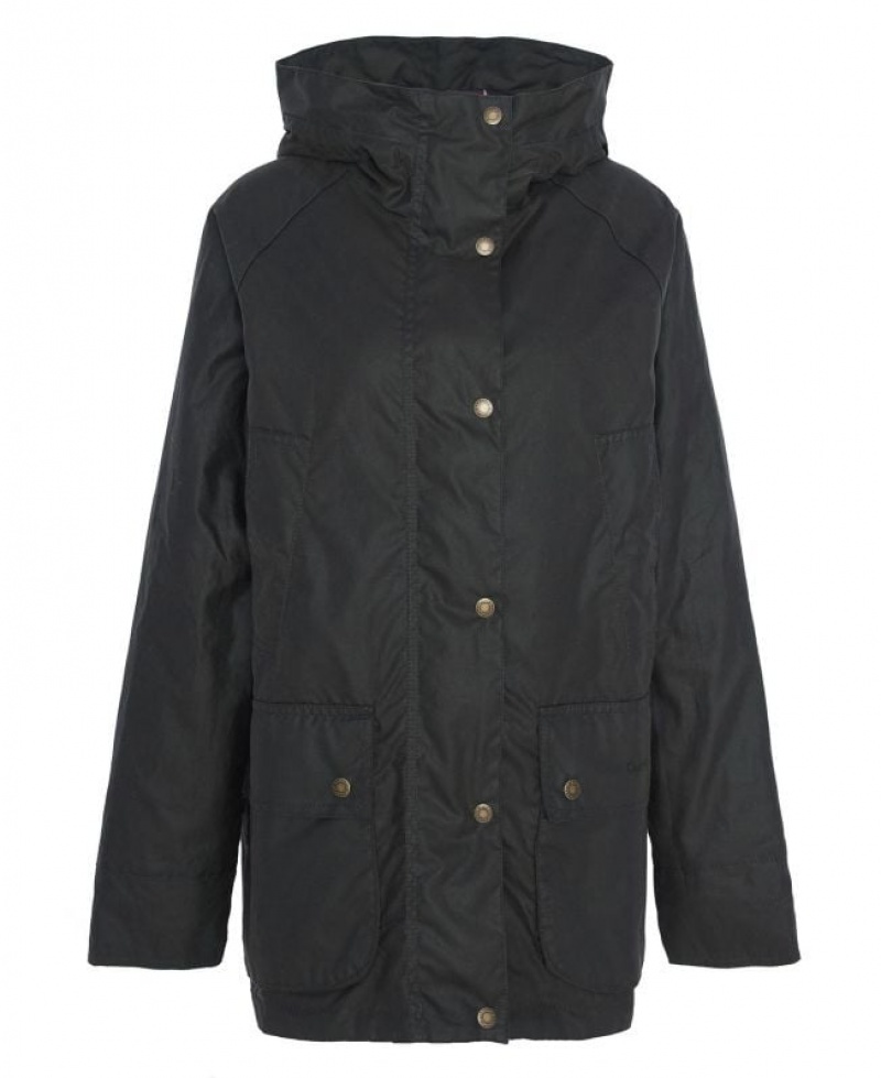 Dark Olive Women Barbour Arley Waxed Jacket | US-4782SBHQZ