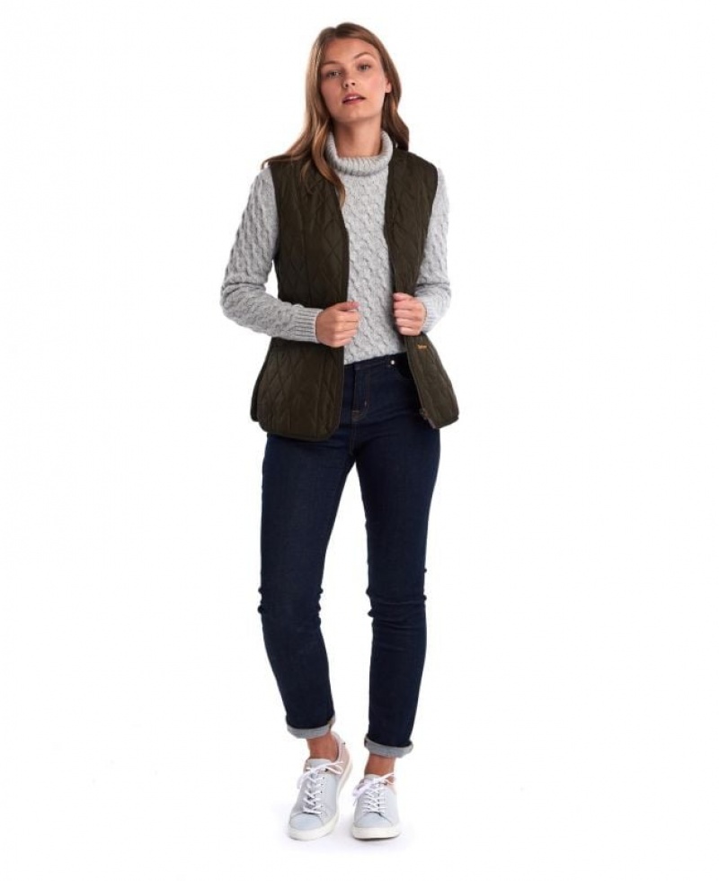 Dark Olive Women Barbour Betty Interactive Liner Vest | US-6541REMJT