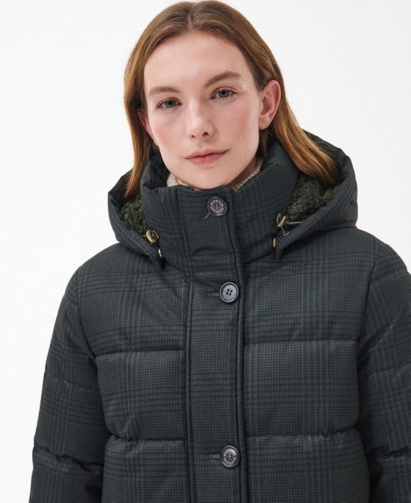 Dark Olive Women Barbour Herring Quilted Jacket | US-1726PGXWA